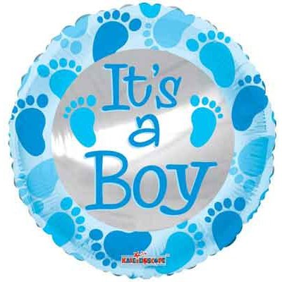 Silver and Blue Baby Footprint Balloon - Glitter Gift Baskets