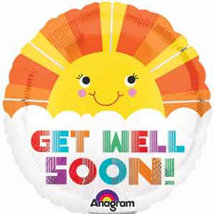 Sunshine Cheer Get Well Balloon 9 inch - Glitter Baskets - Balloon