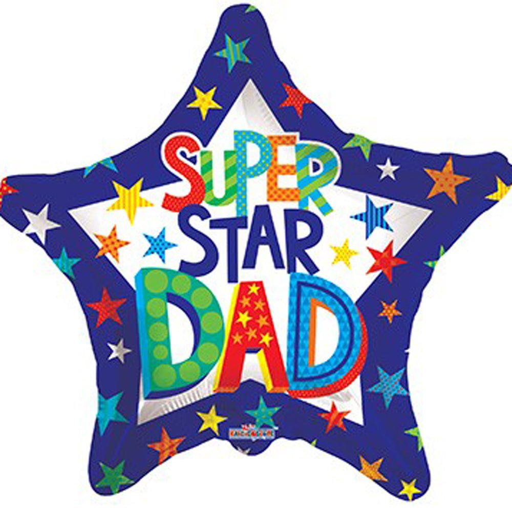 Super Star Dad Star Shaped Balloon - Glitter Gift Baskets