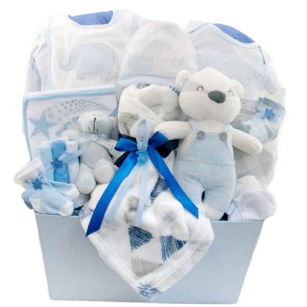Sweet Baby Boy Deluxe - Glitter Baskets - Baby Boy Gift Basket