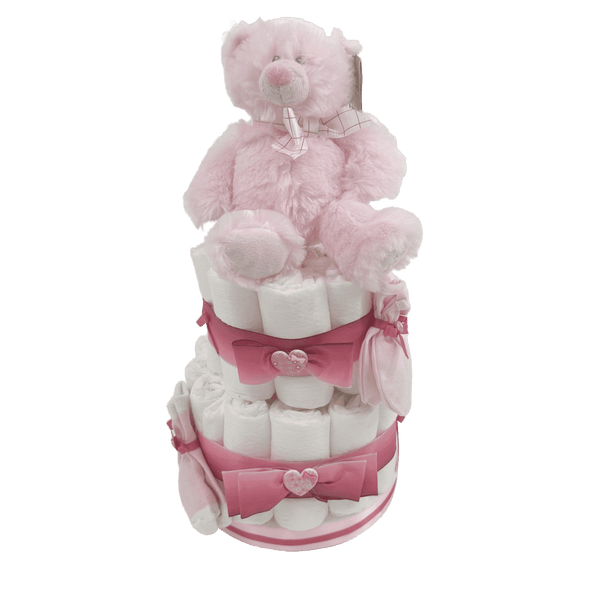 Sweetheart Diaper Cake Deluxe for Girls: Pampers, Plush Teddy