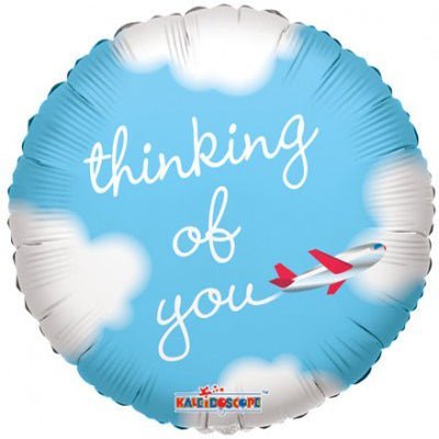 Thinking of You Clouds and Plane Balloon 9 inch - Glitter Baskets - Balloon