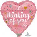 Thinking of You Pink Heart Shaped Balloon 9 inch