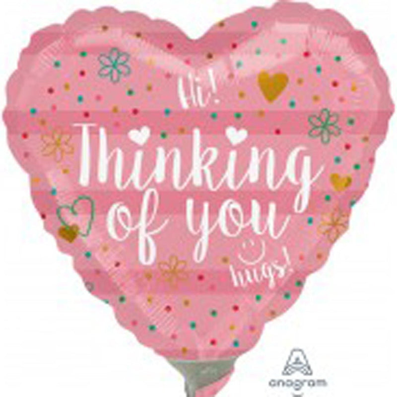 Thinking of You Pink Heart Shaped Balloon 9 inch - Glitter Baskets - Balloon