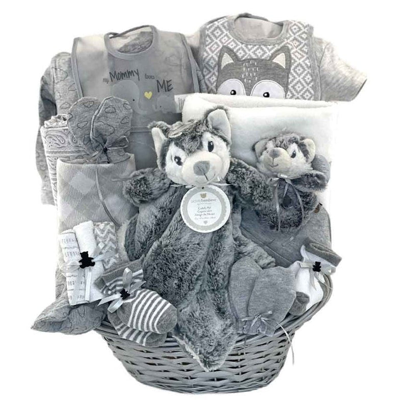 Welcome Lil Fox Baby Basket - Glitter Baskets - Gender Neutral Baby Gift Basket